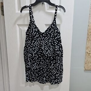 Black and White Polka Dot Tiered Swimsuit